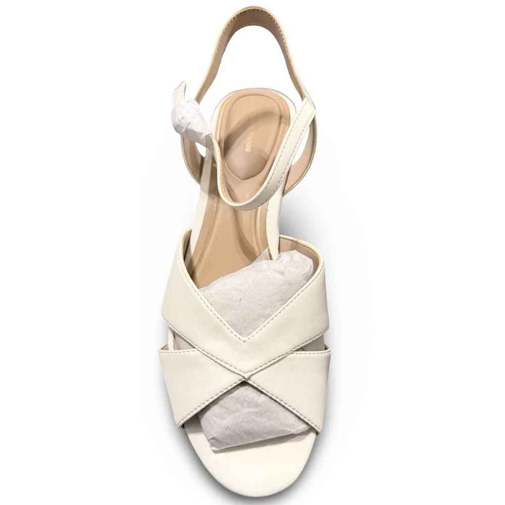 Giani Bernini Jayleen White Linen Platform Wedge Sandals Womens Sz 7.5M NEW - Picture 10 of 12